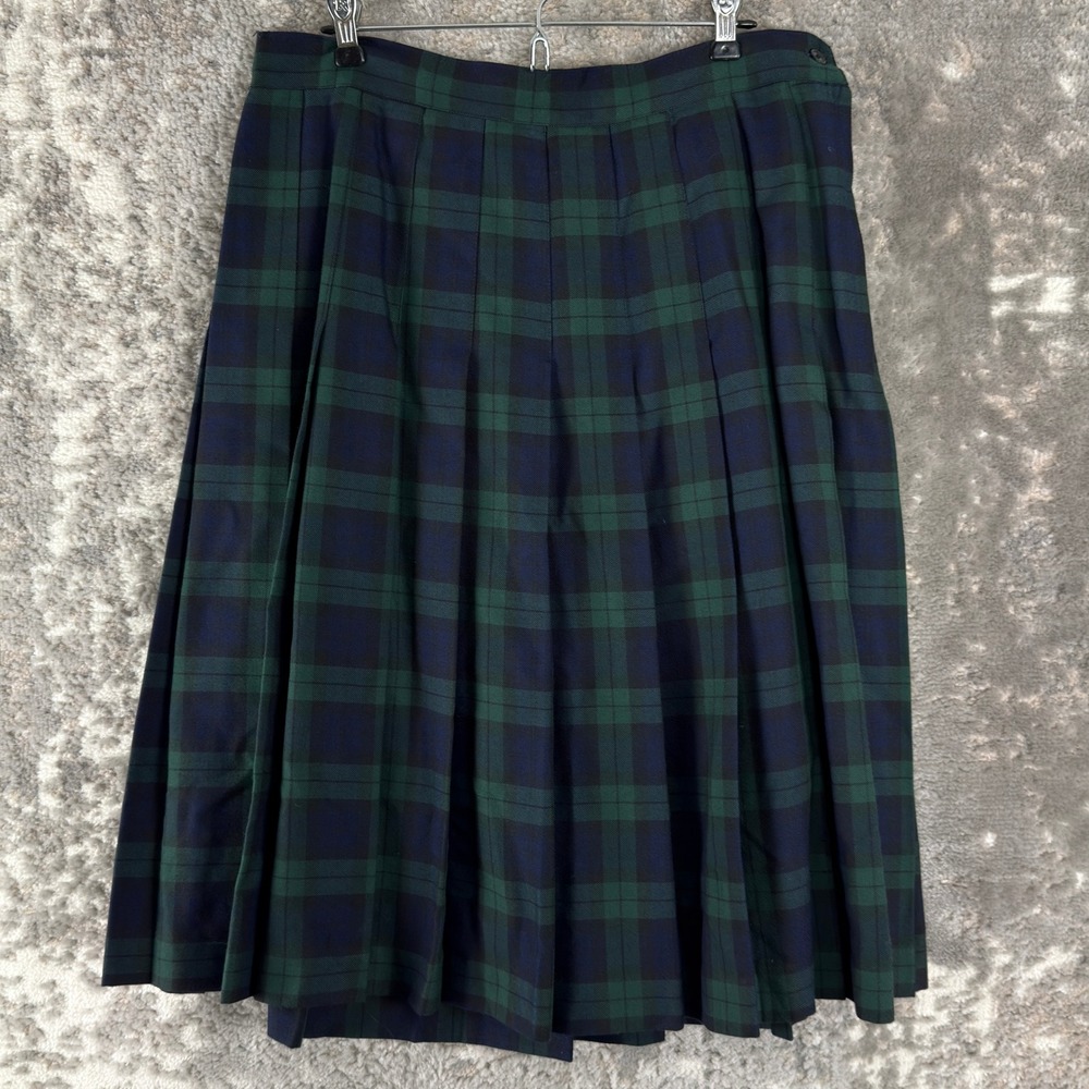 Hunters Run Size 12 Plaid Pleated Academic Preppy Midi Skirt Green Womens